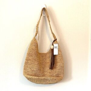 NWT Mar y Sol Augusta Shoulder Bag in Natural Raffia Leather Tassel